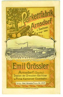 Flyer der Parkettfabrik Grössler in Arnsdorf